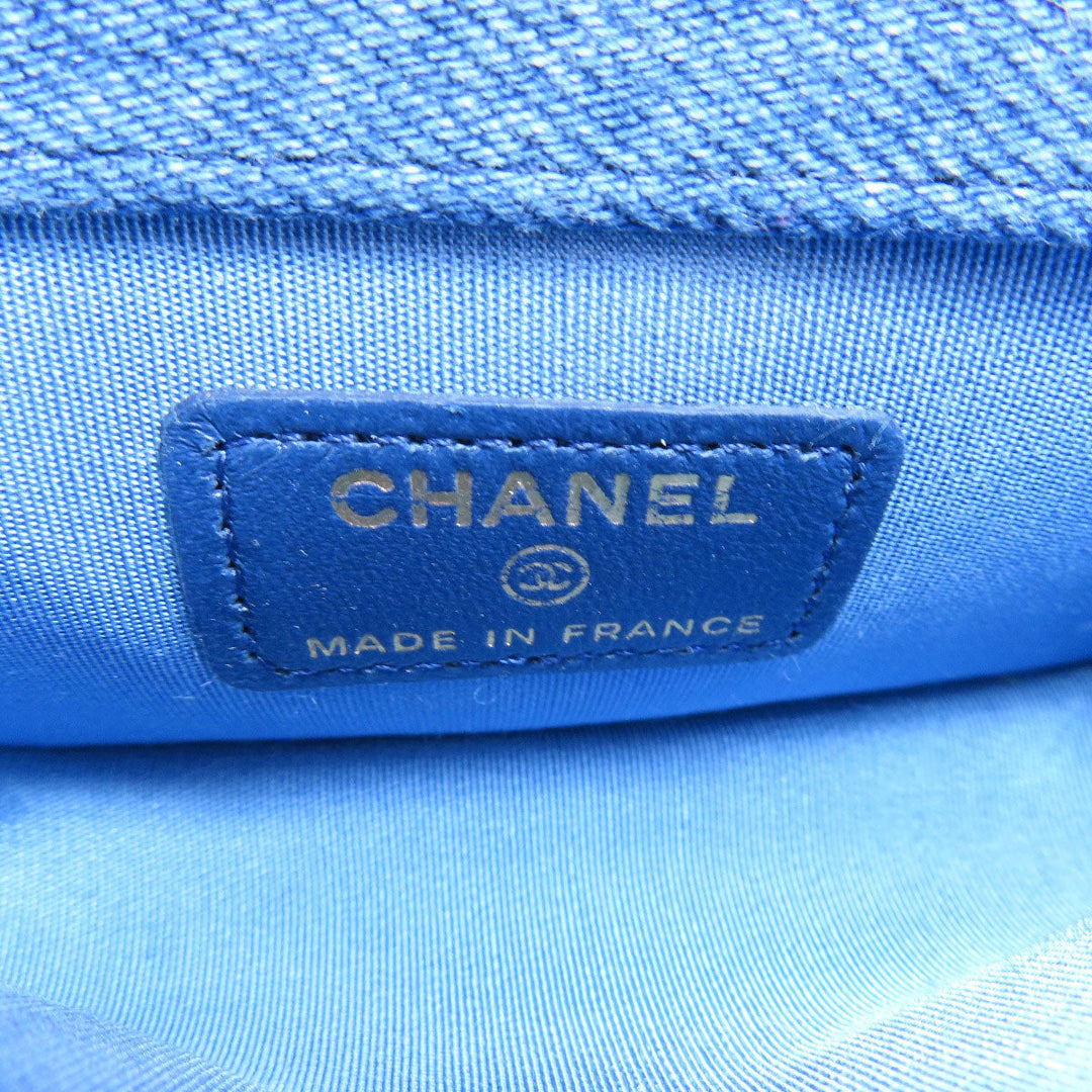 CHANEL Shoulder Bag denim blue Mini ChainShoulder Matelasse Gold Metal