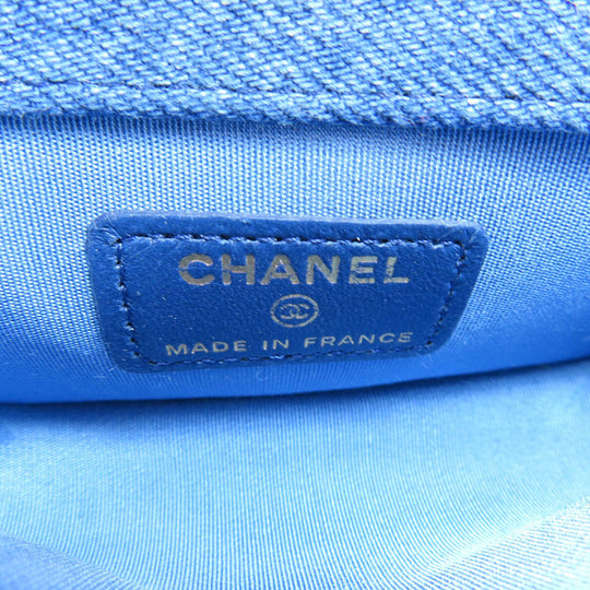 CHANEL Shoulder Bag denim blue Mini ChainShoulder Matelasse Gold Metal