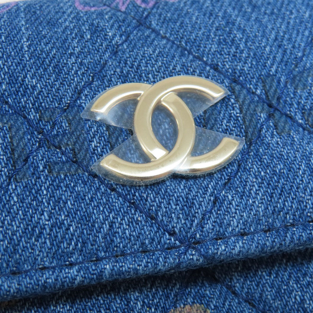 CHANEL Shoulder Bag denim blue Mini ChainShoulder Matelasse Gold Metal