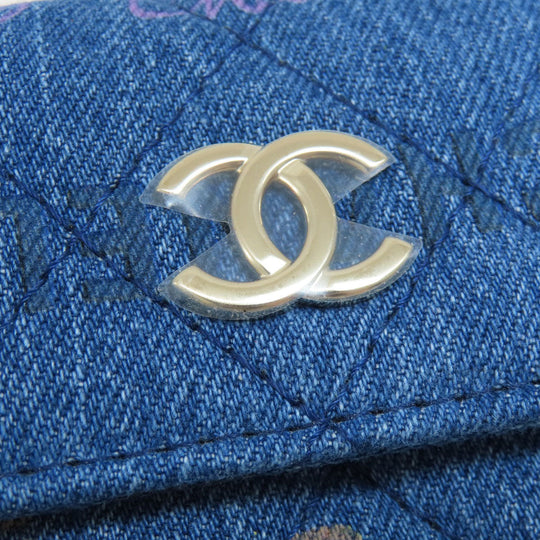 CHANEL Shoulder Bag denim blue Mini ChainShoulder Matelasse Gold Metal