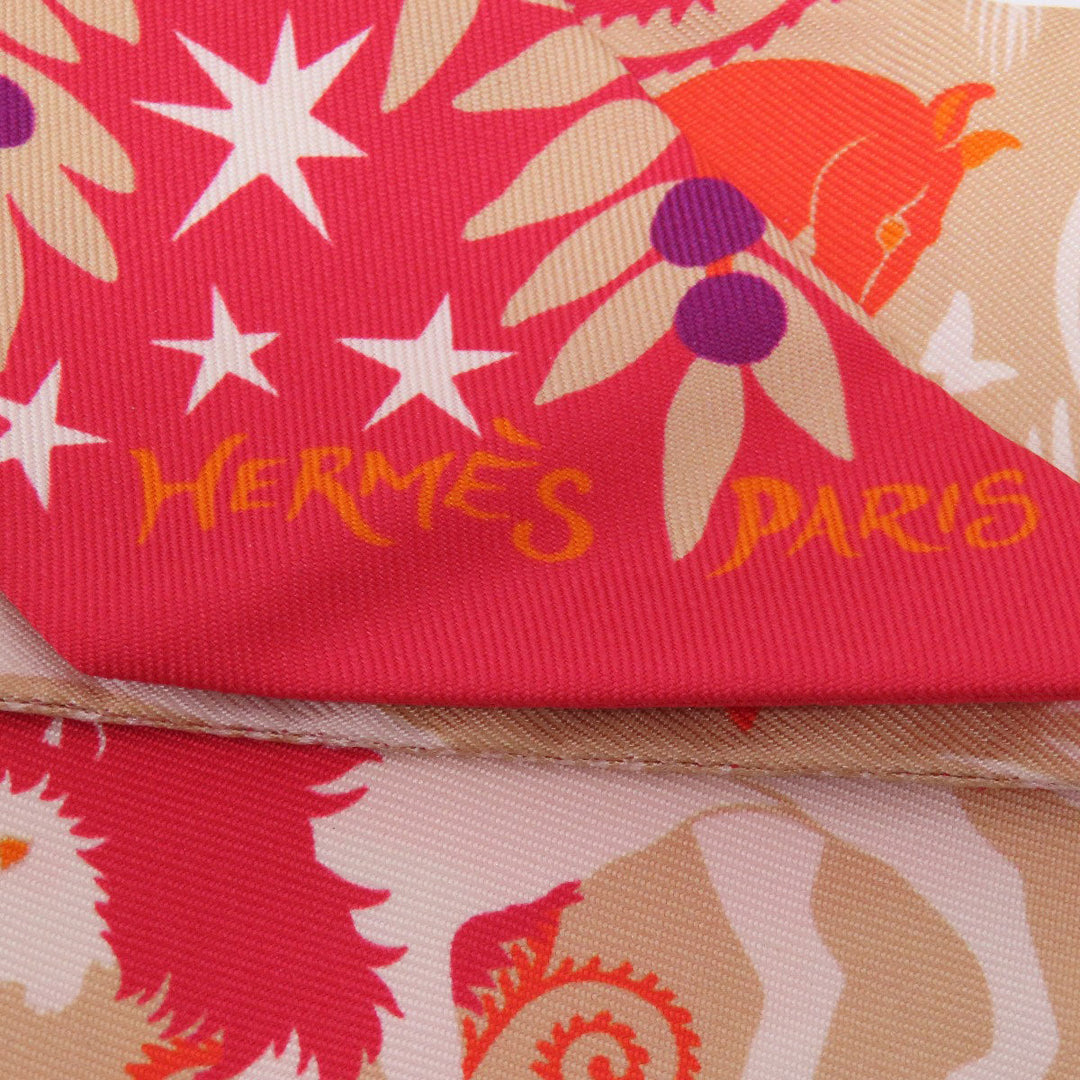 HERMES scarf silk beige Twilly Women Used Authentic