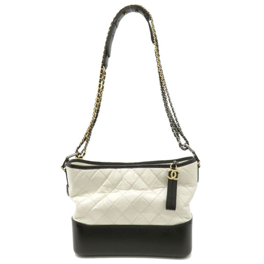 CHANEL Shoulder Bag Calfskin white ChainShoulder Gabriel Gold Metal Silver Metal