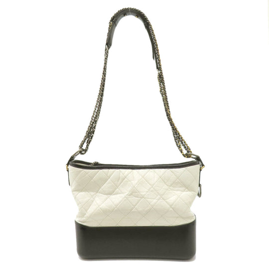CHANEL Shoulder Bag Calfskin white ChainShoulder Gabriel Gold Metal Silver Metal
