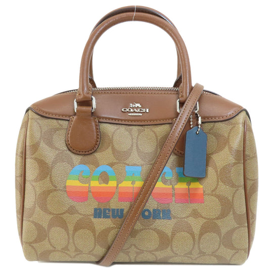 COACH Handbag F73119 PVC Brown Signature 2WAY