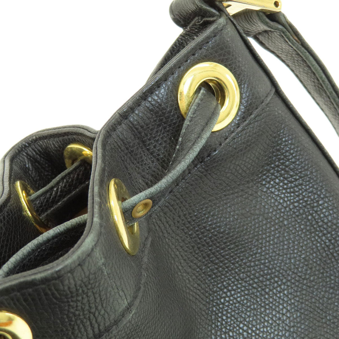 MCM Shoulder Bag leather black MCM logo Women Used Authentic