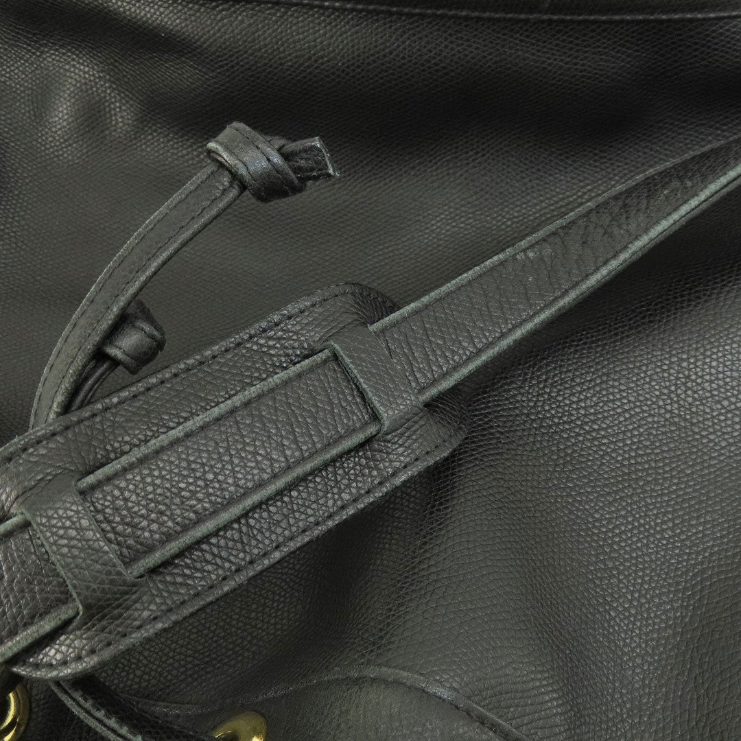 MCM Shoulder Bag leather black MCM logo Women Used Authentic