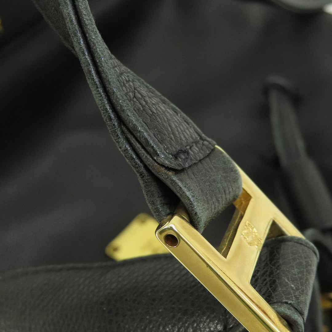 MCM Shoulder Bag leather black MCM logo Women Used Authentic