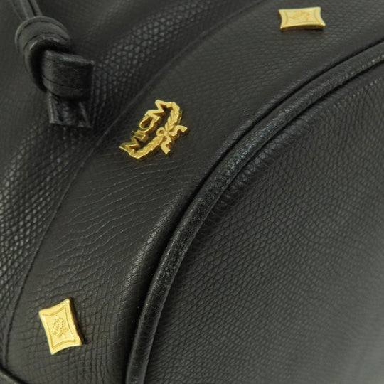 MCM Shoulder Bag leather black MCM logo Women Used Authentic