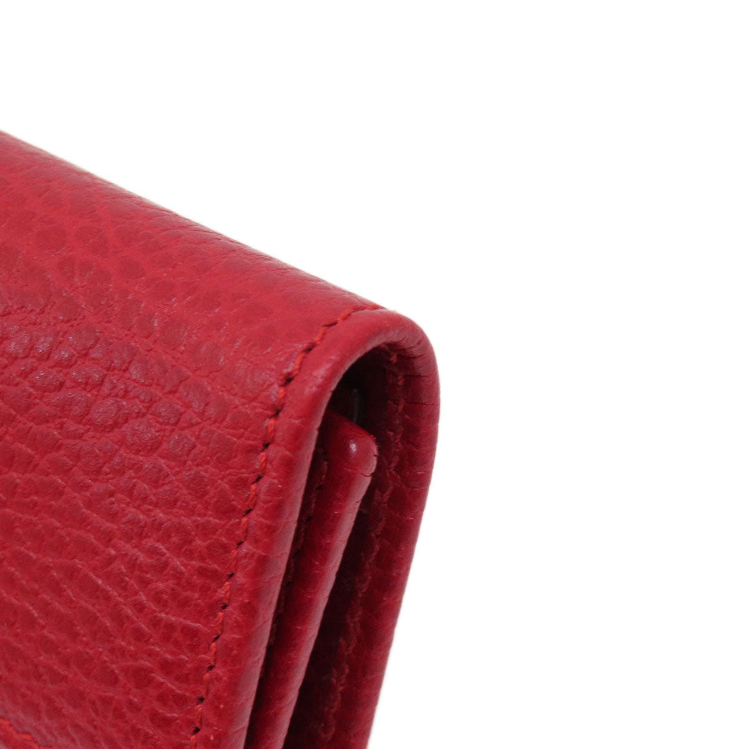 GUCCI Key case Key holder  456118 leather Red GG Marmont Women Used Authentic