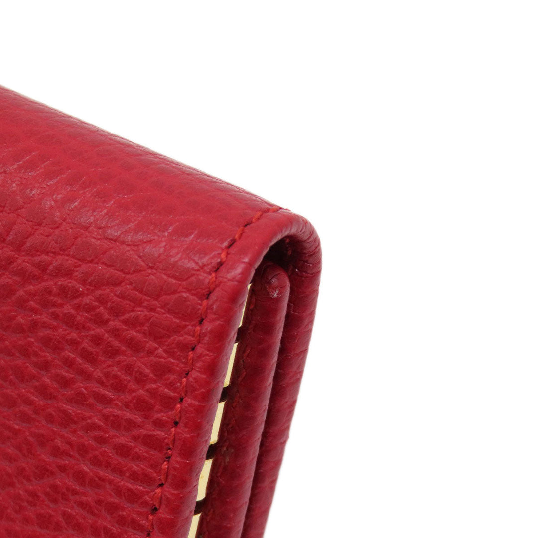 GUCCI Key case Key holder  456118 leather Red GG Marmont Women Used Authentic
