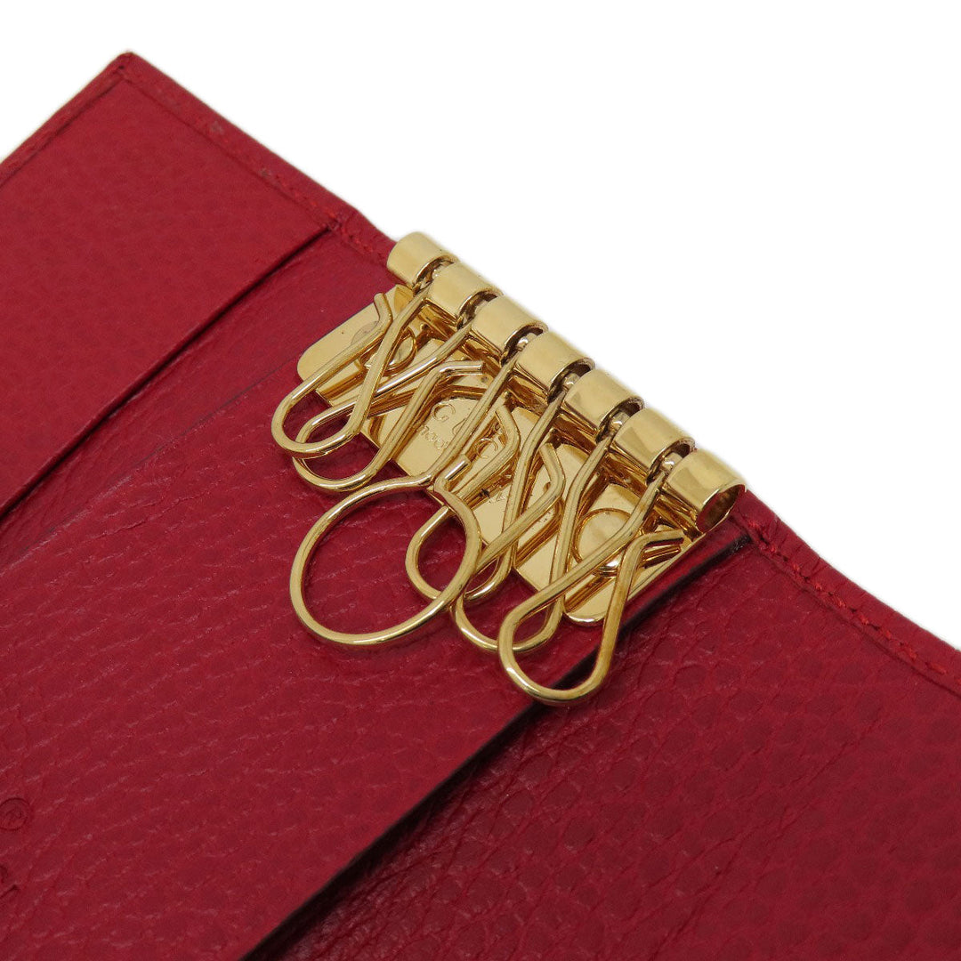 GUCCI Key case Key holder  456118 leather Red GG Marmont Women Used Authentic