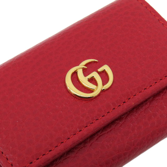 GUCCI Key case Key holder  456118 leather Red GG Marmont Women Used Authentic