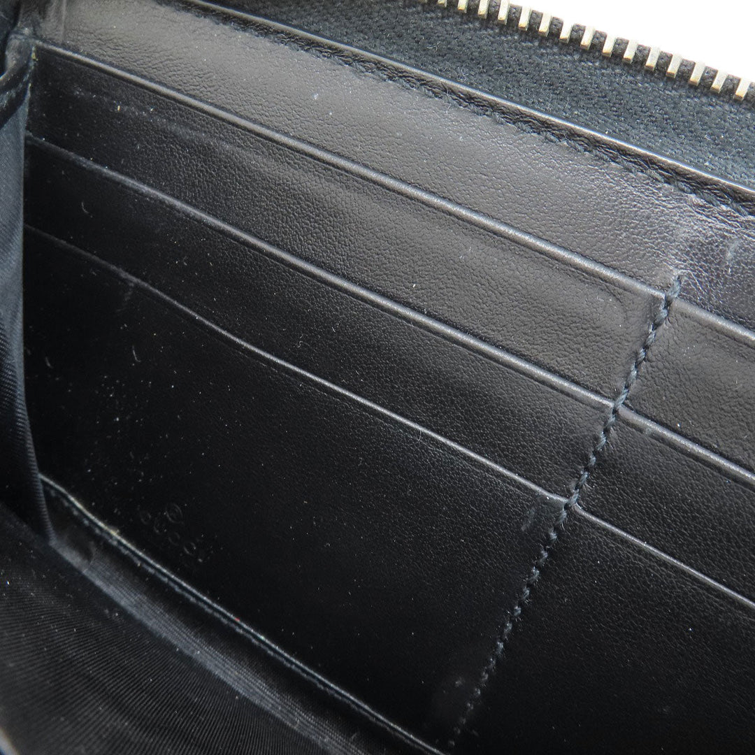 GUCCI Long Wallet Purse 597677 leather black Embryoidery Women(Unisex) Used Authentic