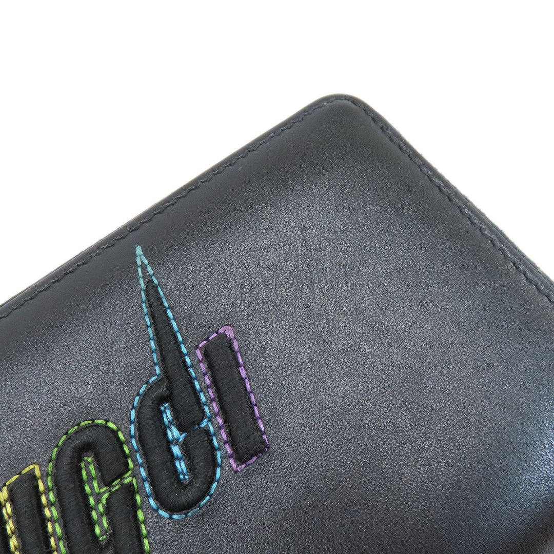 GUCCI Long Wallet Purse 597677 leather black Embryoidery Women(Unisex) Used Authentic