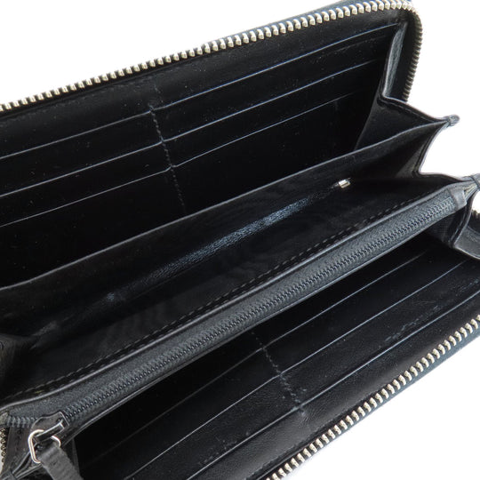 GUCCI Long Wallet Purse 597677 leather black Embryoidery Women(Unisex) Used Authentic