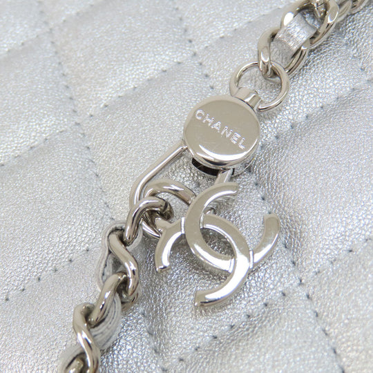 CHANEL Shoulder Bag lambskin Silver Mini ChainShoulder Star Motif Matelasse SilverMetal Women Used Authentic