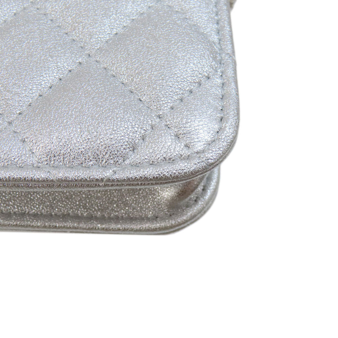 CHANEL Shoulder Bag lambskin Silver Mini ChainShoulder Star Motif Matelasse SilverMetal Women Used Authentic