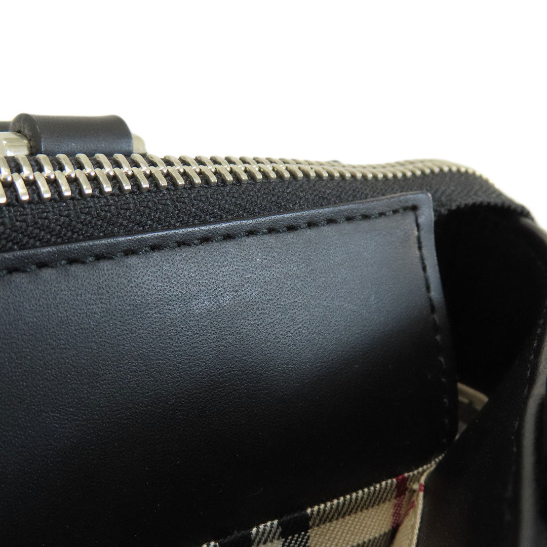 BURBERRY Handbag leather black logoMetal Women Used Authentic