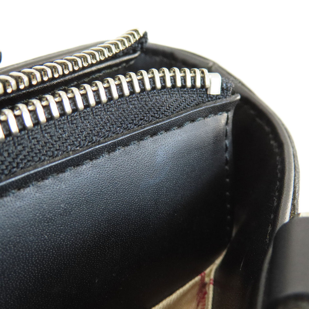 BURBERRY Handbag leather black logoMetal Women Used Authentic