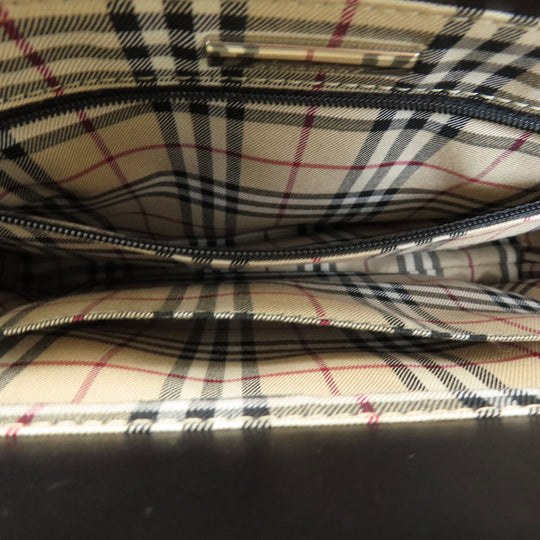 BURBERRY Handbag leather black logoMetal Women Used Authentic