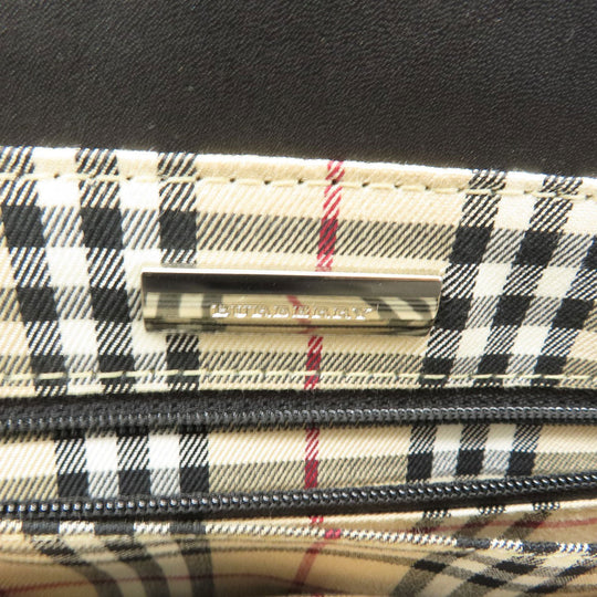 BURBERRY Handbag leather black logoMetal Women Used Authentic