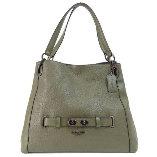 COACH Tote Bag F35359 leather green logoMetal Women Used Authentic