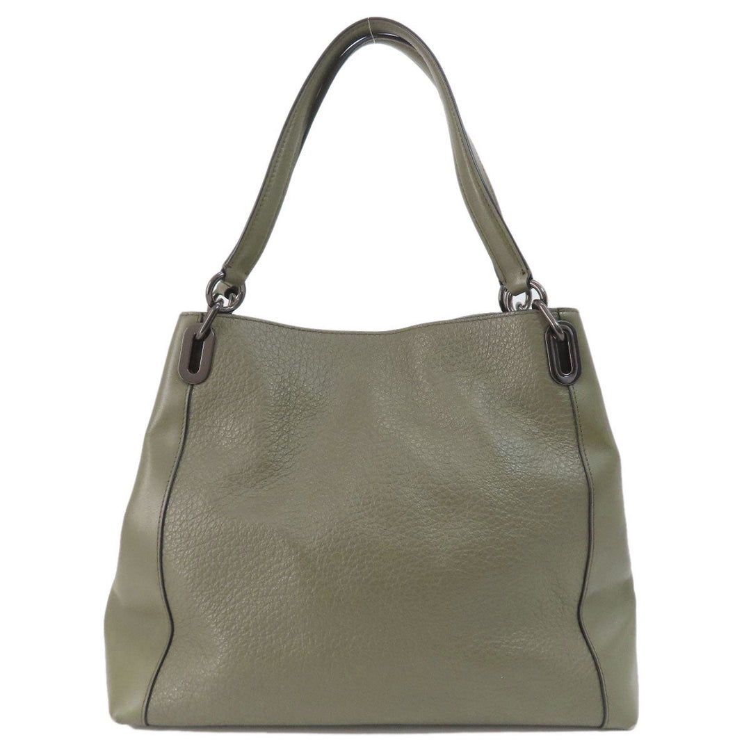 COACH Tote Bag F35359 leather green logoMetal Women Used Authentic