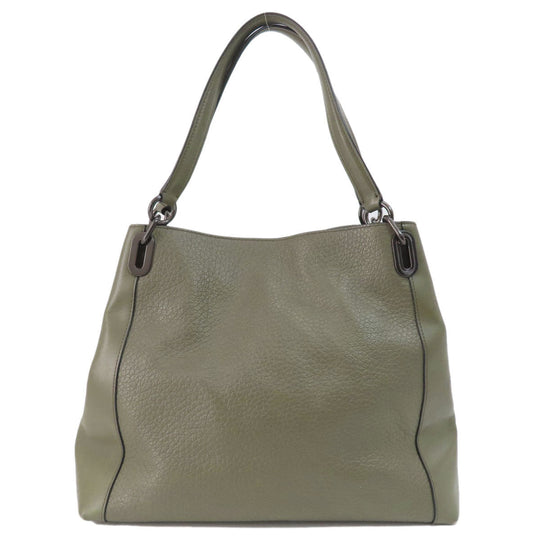 COACH Tote Bag F35359 leather green logoMetal Women Used Authentic