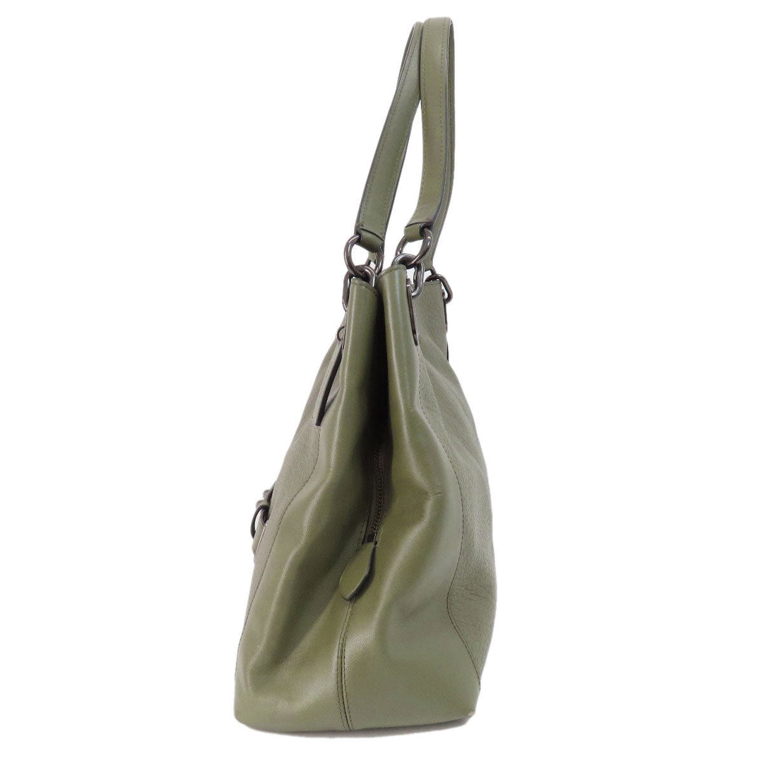 COACH Tote Bag F35359 leather green logoMetal Women Used Authentic