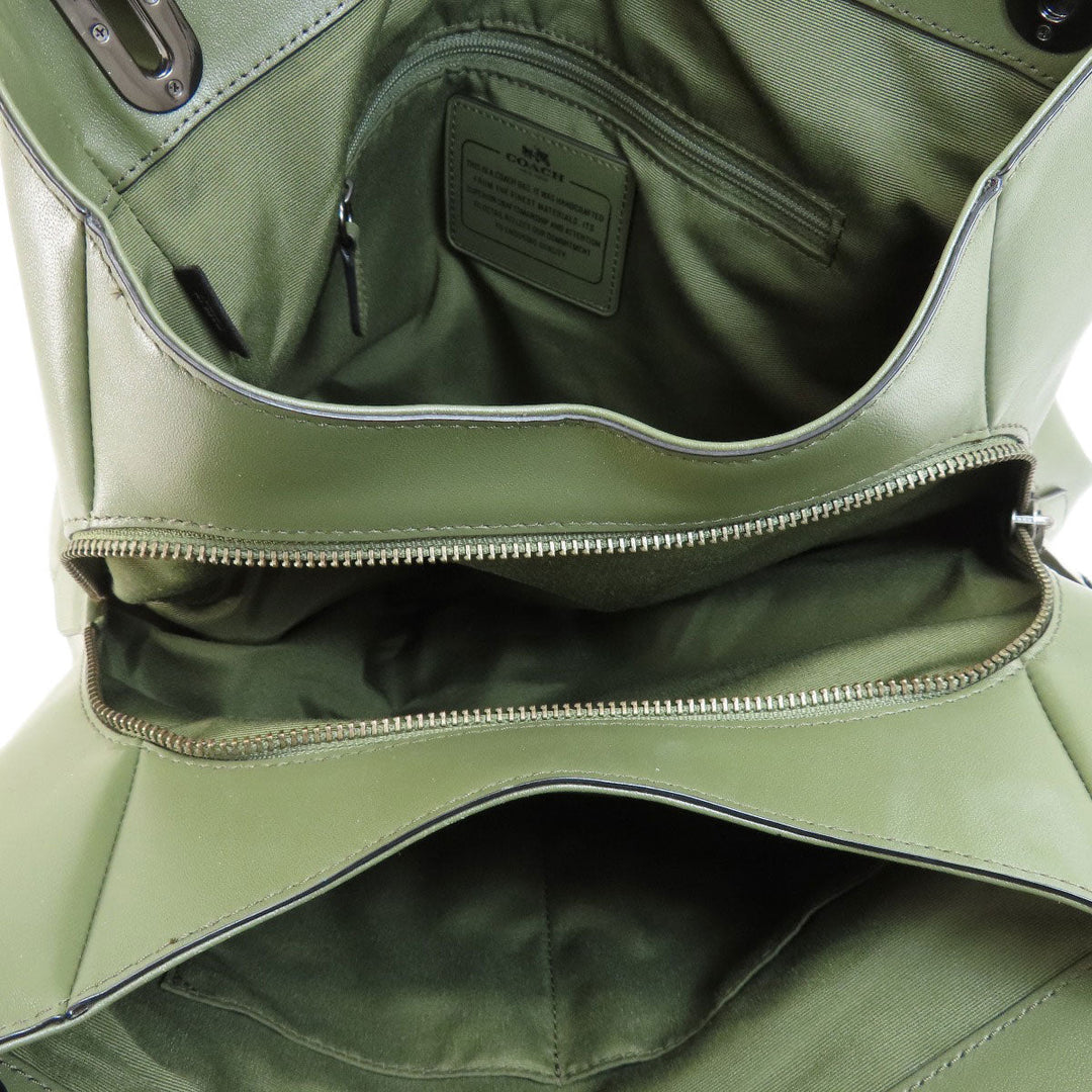 COACH Tote Bag F35359 leather green logoMetal Women Used Authentic