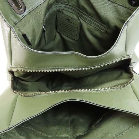 COACH Tote Bag F35359 leather green logoMetal Women Used Authentic