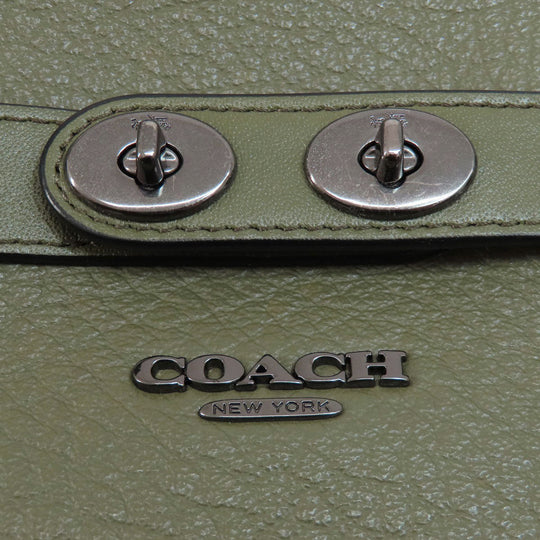 COACH Tote Bag F35359 leather green logoMetal Women Used Authentic