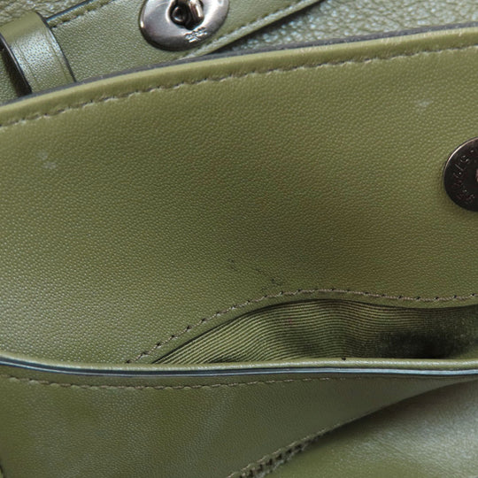 COACH Tote Bag F35359 leather green logoMetal Women Used Authentic