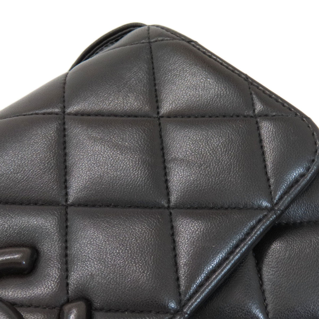 CHANEL Shoulder Bag lambskin black Matrasse COCO Mark