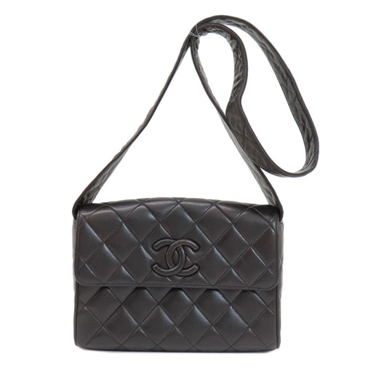 CHANEL Shoulder Bag lambskin black Matrasse COCO Mark
