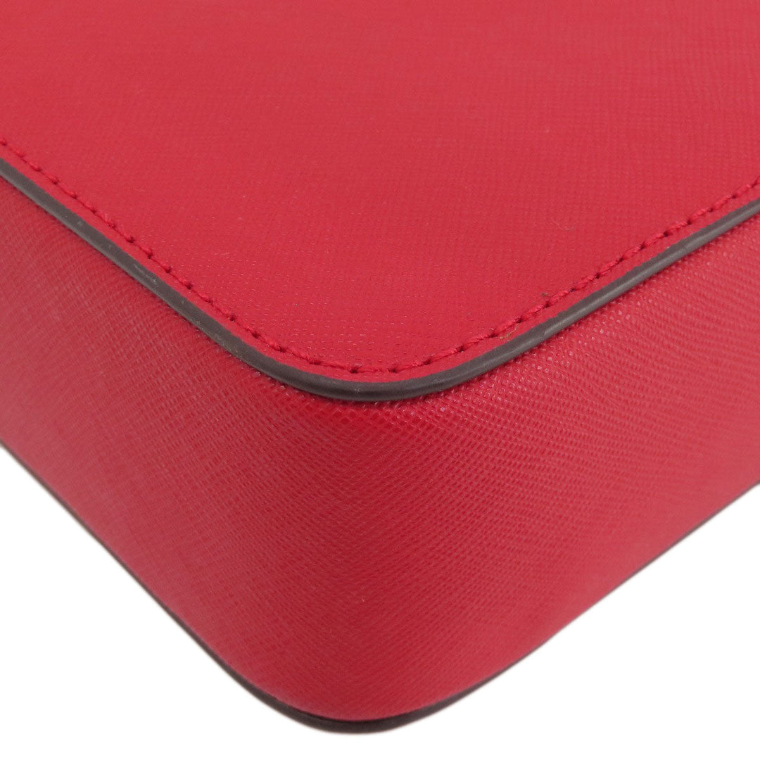 MICHAEL KORS Shoulder Bag leather Red logo Women Used Authentic