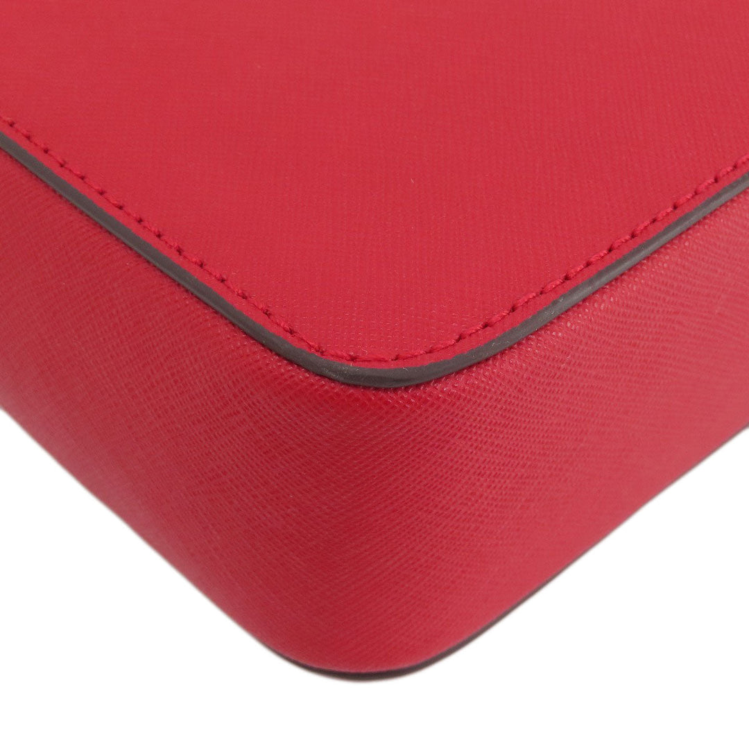MICHAEL KORS Shoulder Bag leather Red logo Women Used Authentic