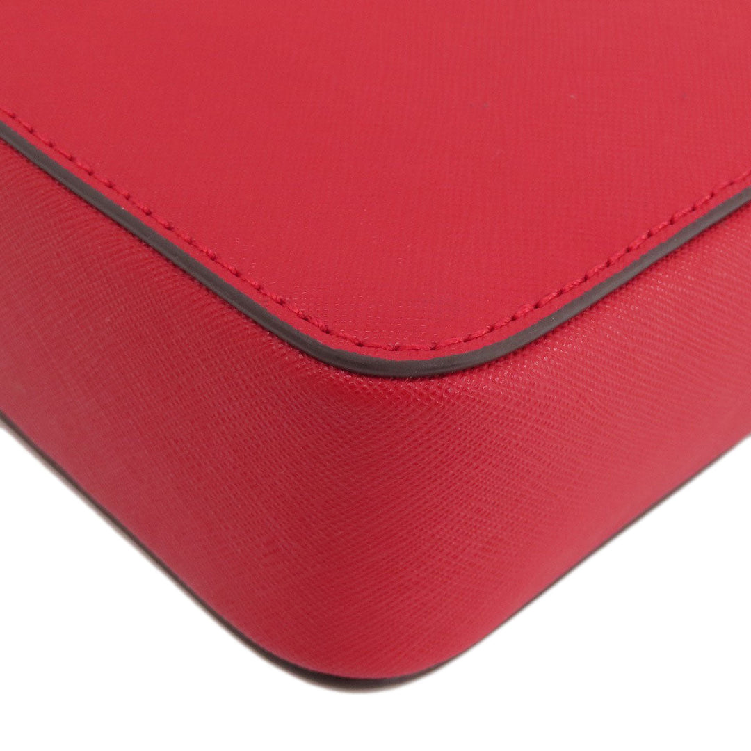 MICHAEL KORS Shoulder Bag leather Red logo Women Used Authentic