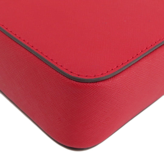MICHAEL KORS Shoulder Bag leather Red logo Women Used Authentic