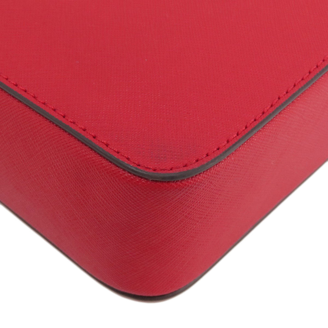MICHAEL KORS Shoulder Bag leather Red logo Women Used Authentic