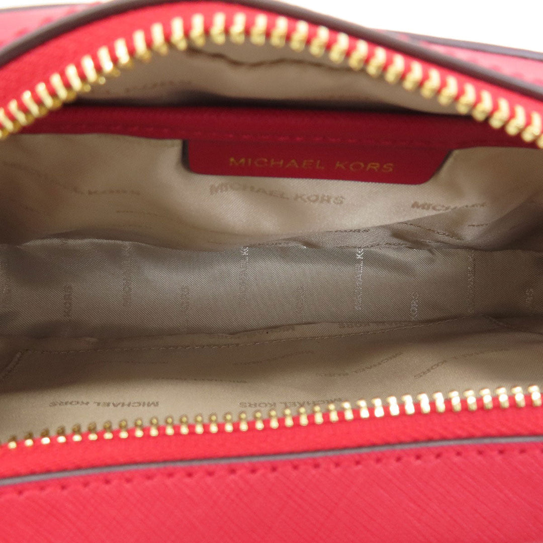 MICHAEL KORS Shoulder Bag leather Red logo Women Used Authentic