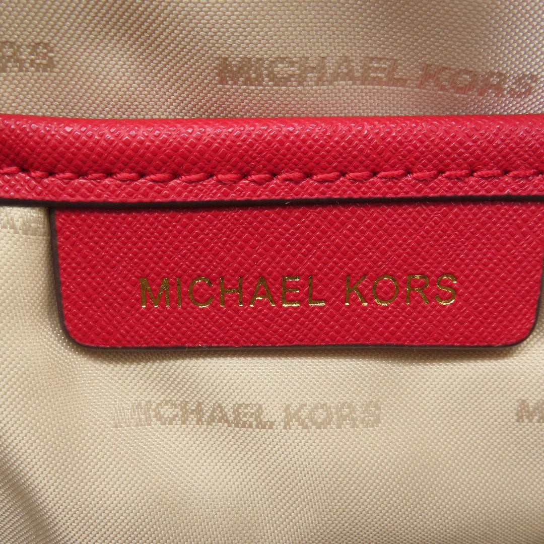 MICHAEL KORS Shoulder Bag leather Red logo Women Used Authentic