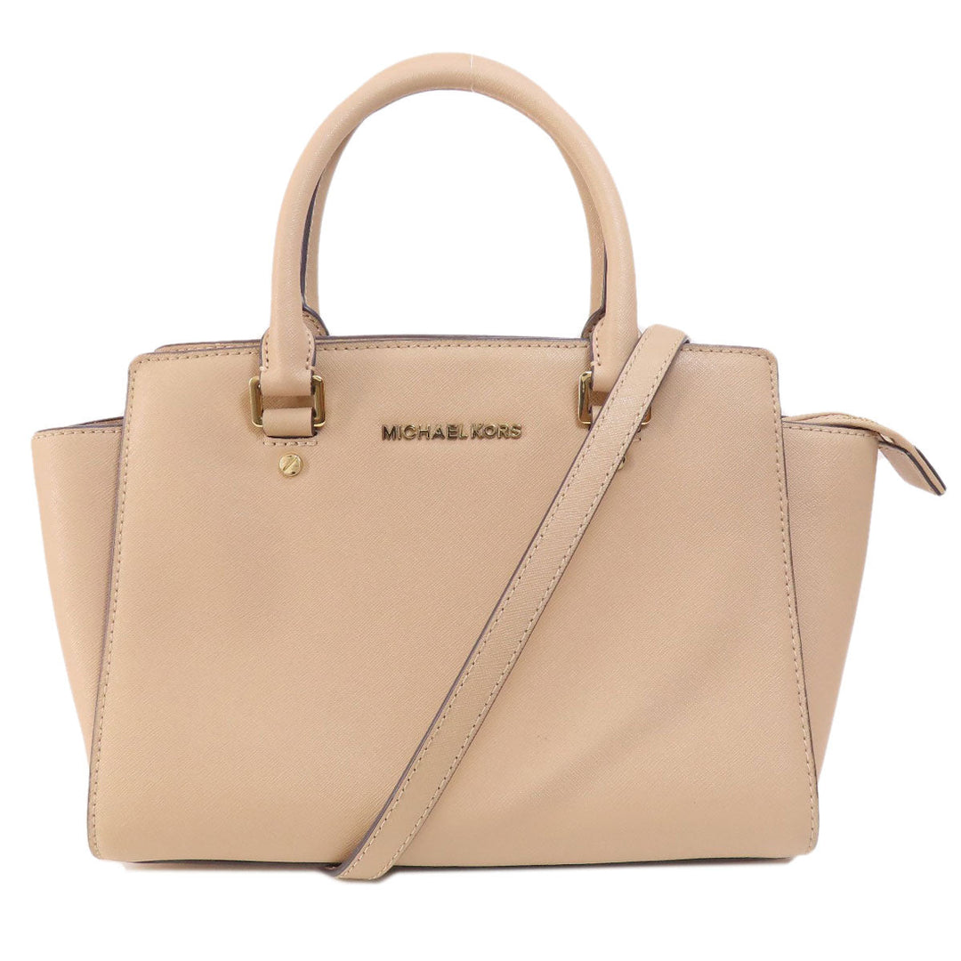 MICHAEL KORS Handbag leather beige 2WAY Women Used Authentic