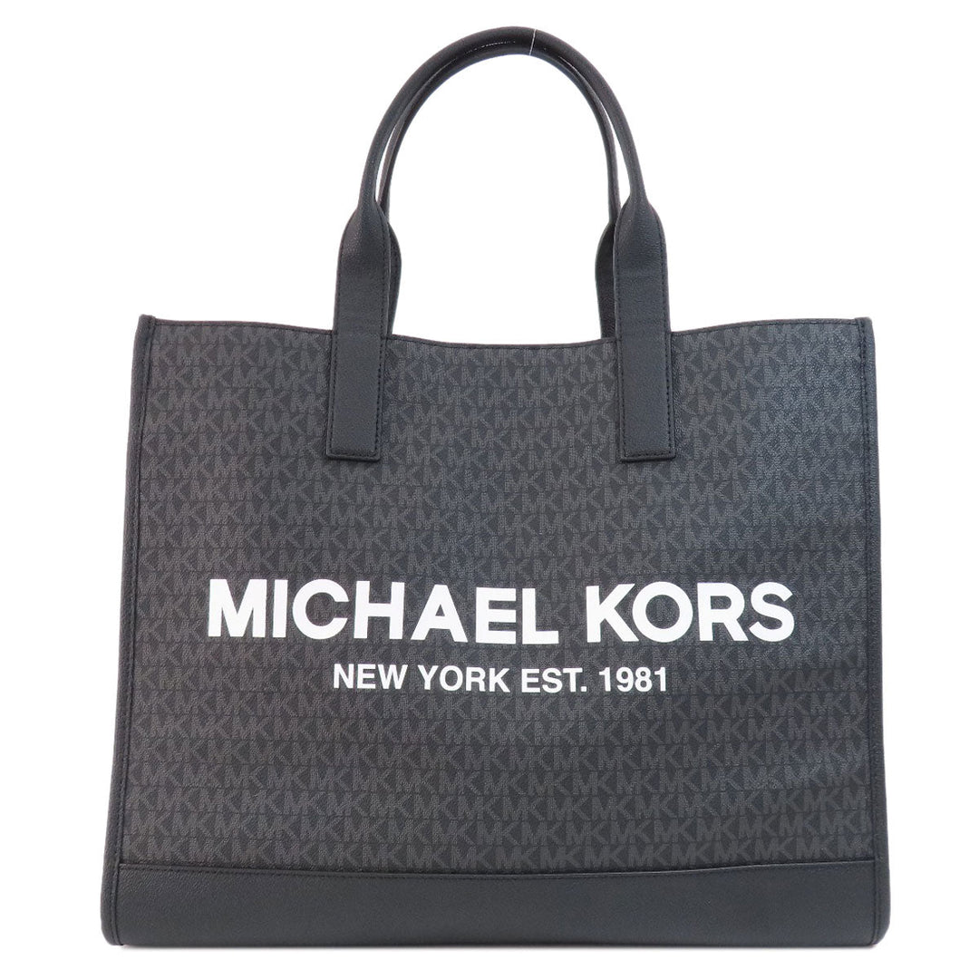 MICHAEL KORS Tote Bag PVC black MK signature Women Used Authentic