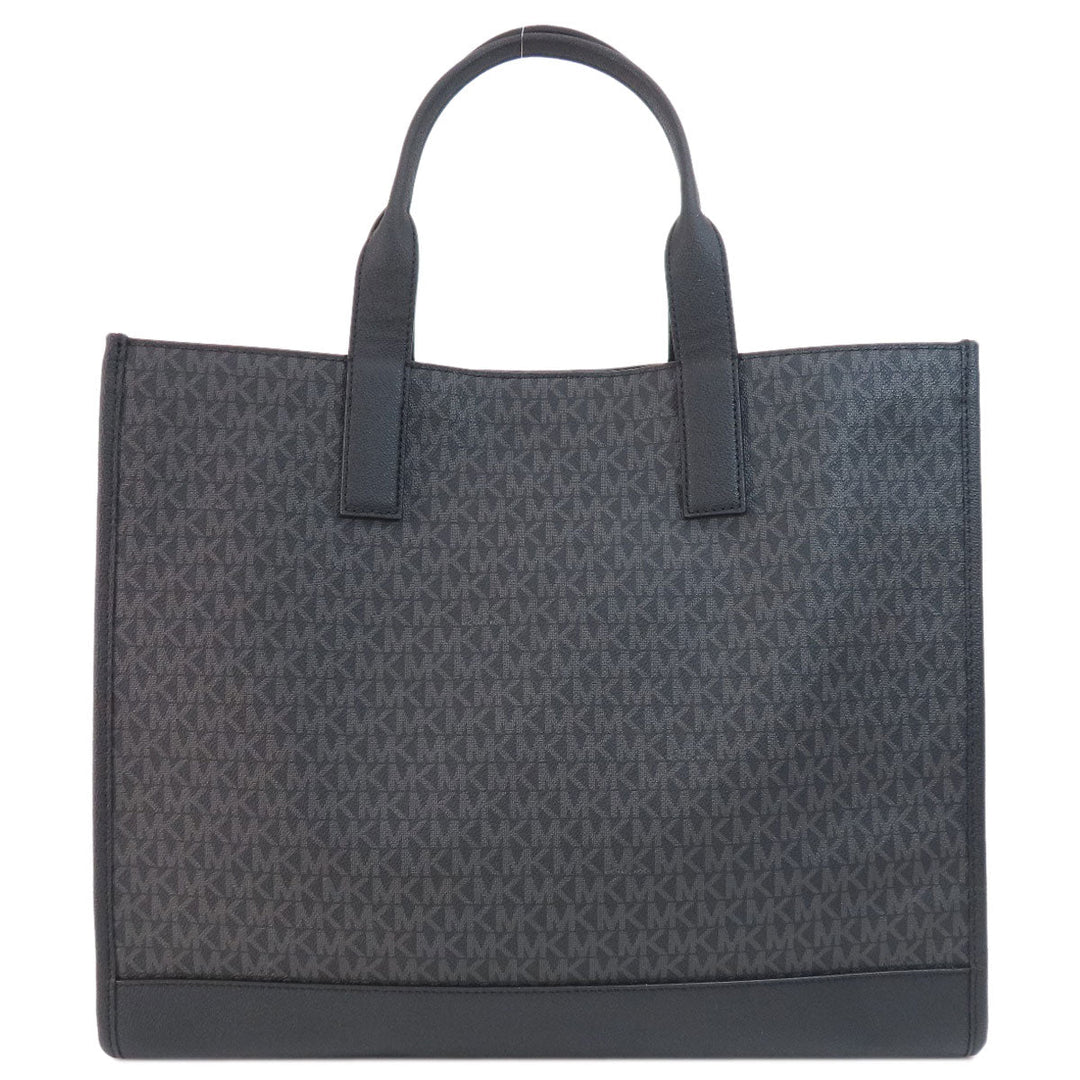 MICHAEL KORS Tote Bag PVC black MK signature Women Used Authentic