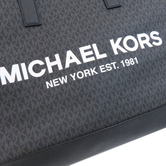 MICHAEL KORS Tote Bag PVC black MK signature Women Used Authentic