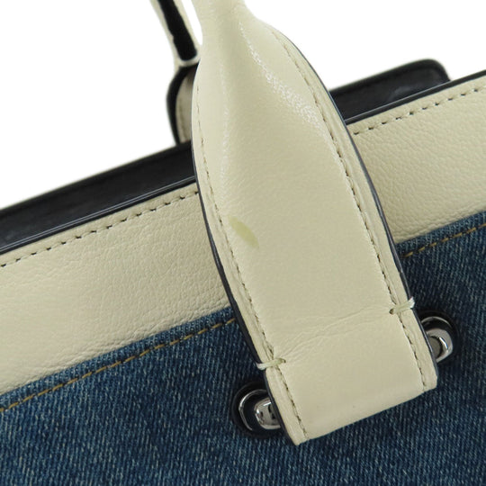 COACH Handbag 37731 Denim, Leather blue 2WAY Women Used Authentic