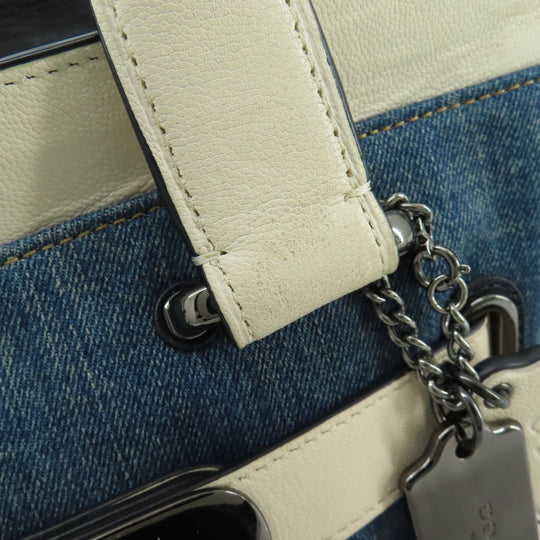 COACH Handbag 37731 Denim, Leather blue 2WAY Women Used Authentic