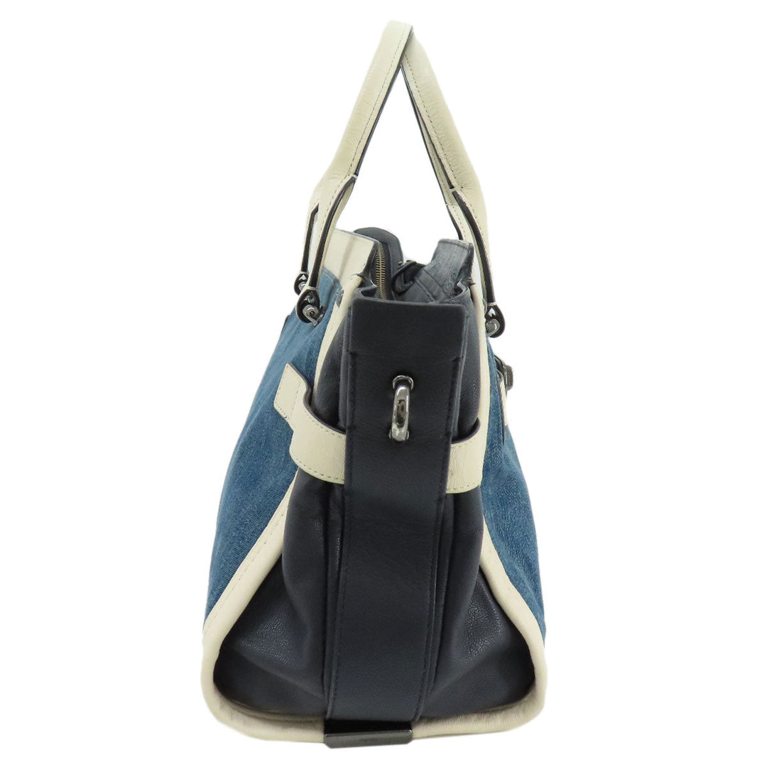 COACH Handbag 37731 Denim, Leather blue 2WAY Women Used Authentic