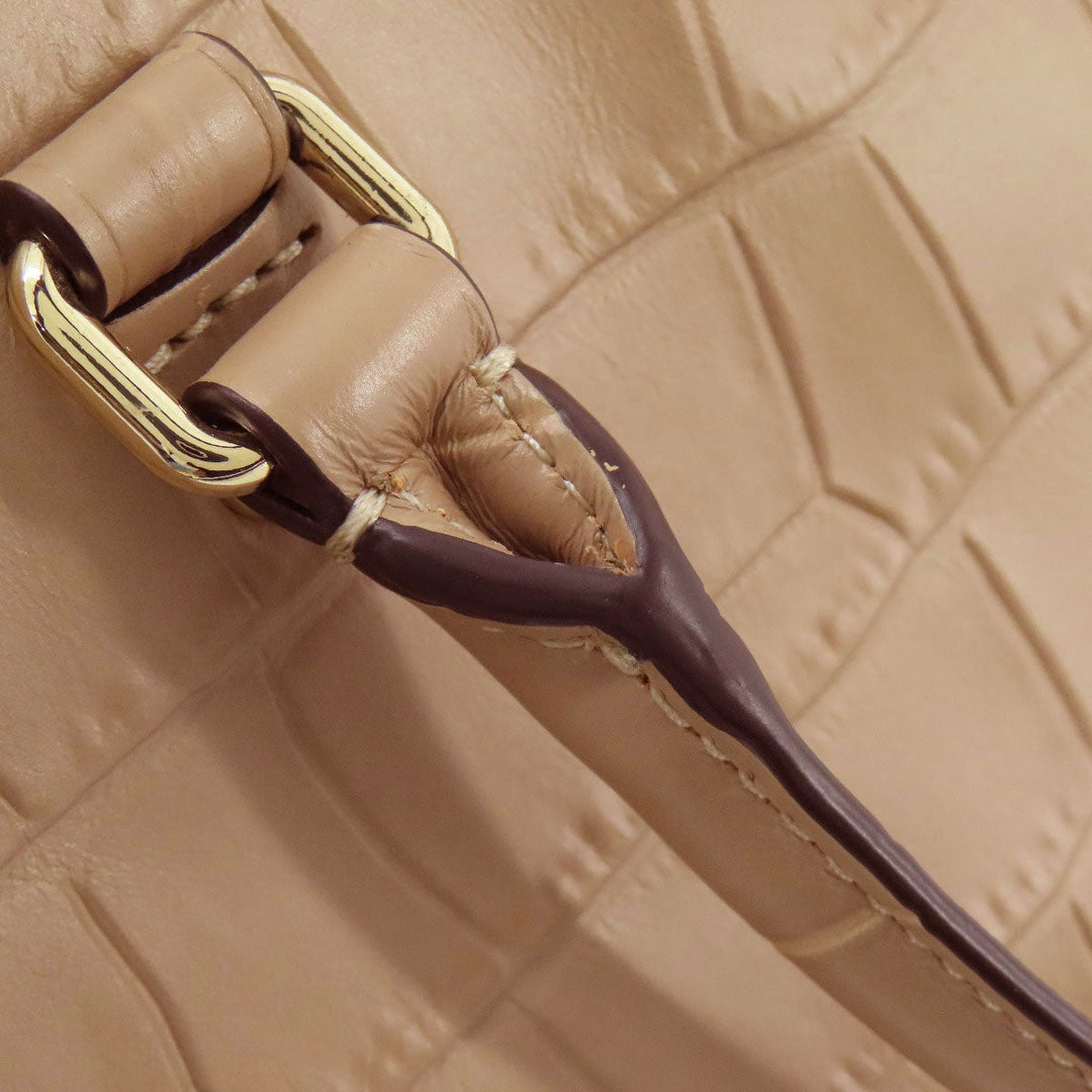 COACH Handbag F37097 leather beige Embossed 2WAY Women Used Authentic